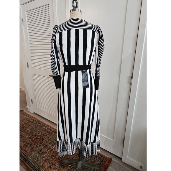 Black and White Stripe Wrap Midi BCBGMaxAzria Dress in size XXS - Picture 2 of 10